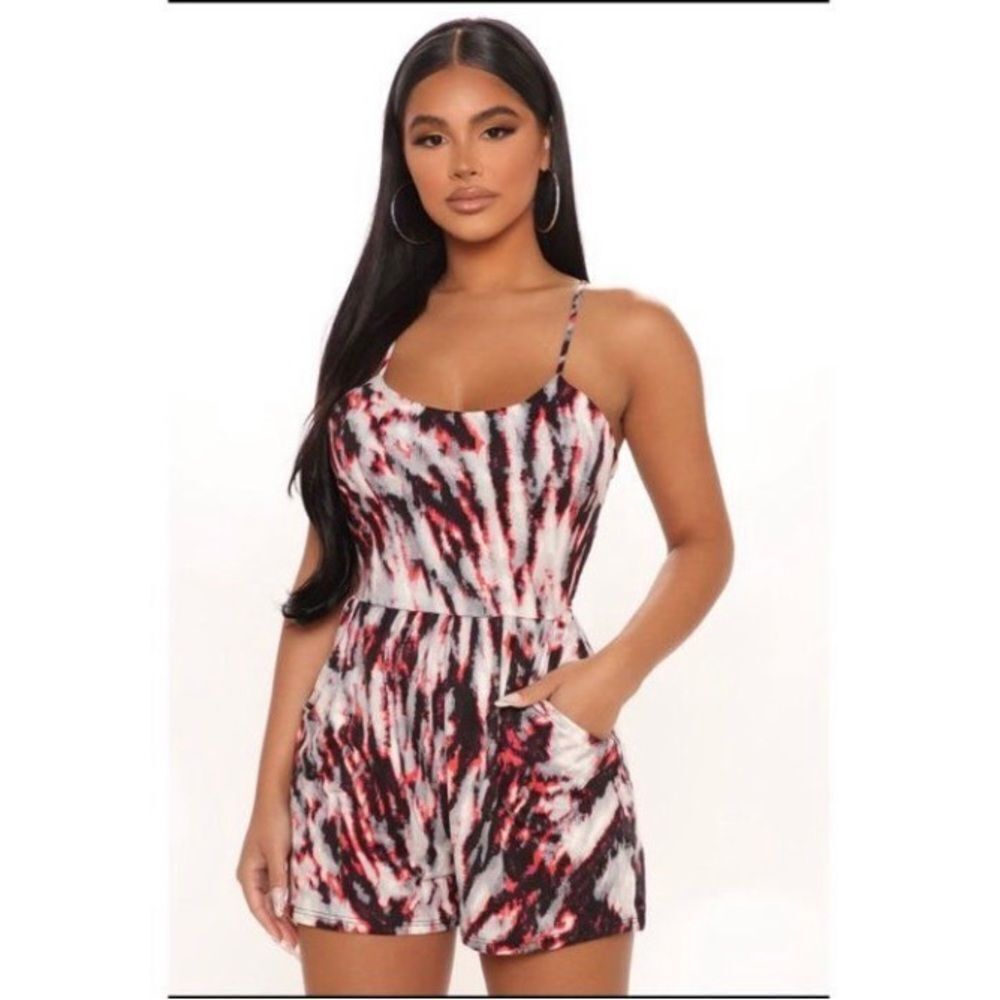 Tessie Tie Dye Romper - Red/combo,